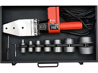 Паяльник для паяння PVC труб YATO, P = 850 Вт, Ø = 16-63 мм із 7 адаптерами