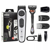 Тример для бороди Браун Машинка для стрижки волосся та бороди Braun + Бритва Gillette, фото 3