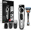 Тример для бороди Браун Машинка для стрижки волосся та бороди Braun + Бритва Gillette, фото 7
