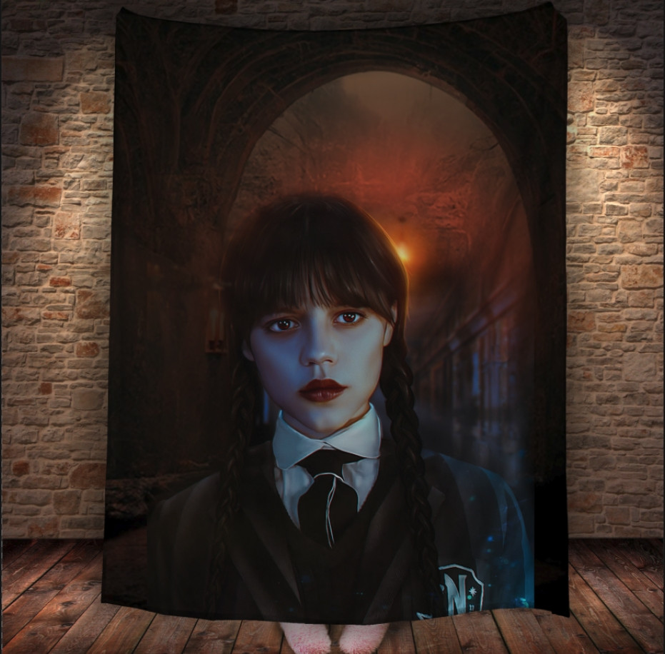 Плед з 3D принтом Вензді Аддамс, Венздей Аддамс (Wednesday Addams) 150х200 см., фото 1