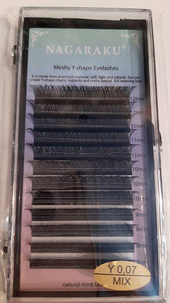 Вії Nagaraku мікс вигин Y, товщина 0,07 мм, довжини 8–12 мм, фото 1
