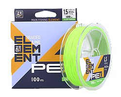 Шнур Zeox Element PE X4 100м Fluo Green