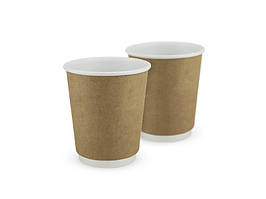 Стакан паперовий 2-х шаровий Double wall (крафт/білий) 180мл 25шт/уп АП