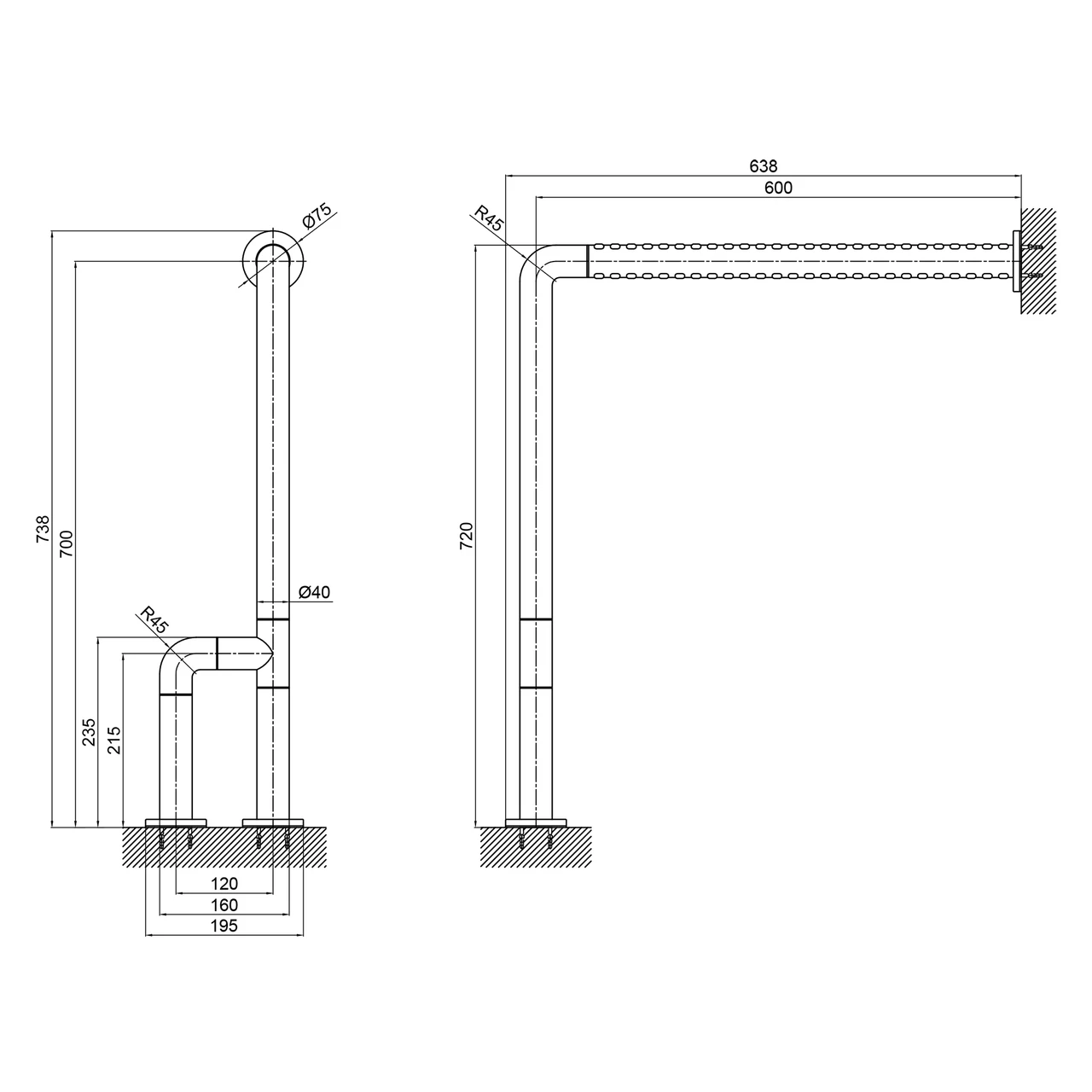 Поручень универсальный Qtap Freedom 600х700 White QT2291CZ6002W Baumar - Всегда Вовремя - фото 2 - id-p1753119035