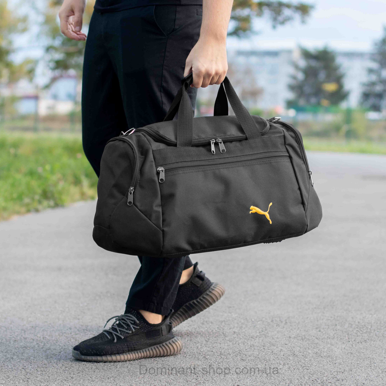 Чоловіча спортивна сумка дорожня P TALES Yellow чорна для поїздок та тренувань містка на 36 літри