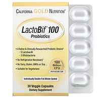 California Gold Nutrition, LactoBif, пробиотики, 100 млрд КОЕ, 30 растительных капсул