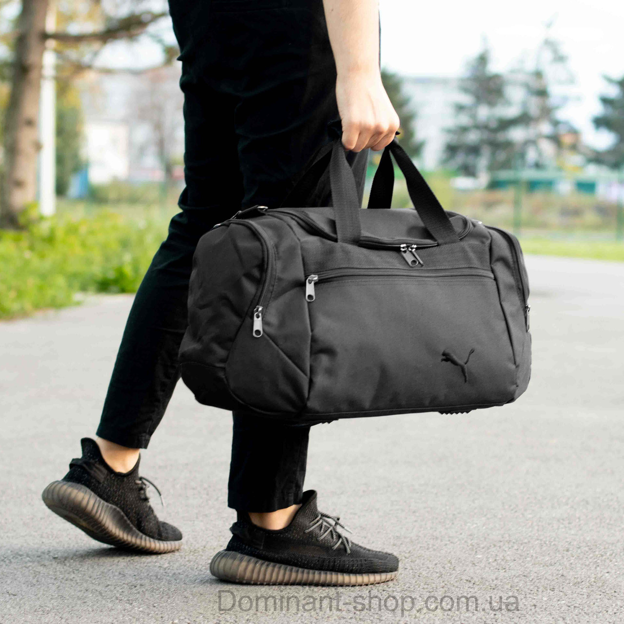 Чоловіча спортивна сумка дорожня P-TALES чорна для поїздок та тренувань містка на 36 літри