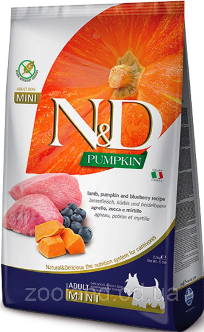 156353 Farmina N&D GF Pumpkin Adult Mini Ягня й Чорниця, 7 кг