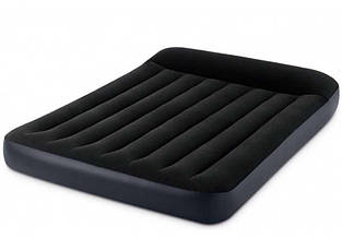 Надувний матрац 137 х 191 х 25 см із підголівником полуторний Intex 64142, надувне ліжко, чорний