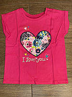 1 Малиновая футболка с сердцем в цветах Сhildrensplace Размер 4Т Рост 96-104 см