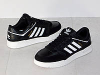 Мужские кеды Adidas Drop Step (чёрные с белым) стильные повседневные низкие деми кроссовки 45р