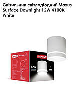 Светильник точечный светодиодный Maxus Surface Downlight 12W 4100K White; 1-MSD-1241-WH