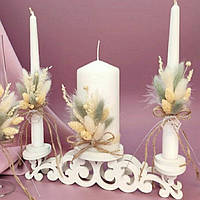 Свадебные свечи Семейный очаг с сухоцветами