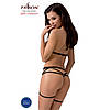 Комплект білизни Passion Exclusive MORGAN SET OpenBra XXL/XXXL, black, стрепи, трусики, ліф, пояс Bomba💣, фото 3