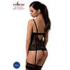 Корсет з відкритими грудьми Passion Exclusive NORTH CORSET L/XL, black, пажі, трусики, шнурівка Bomba💣, фото 2