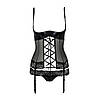 Корсет з відкритими грудьми Passion Exclusive NORTH CORSET L/XL, black, пажі, трусики, шнурівка Bomba💣, фото 5