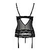 Корсет з відкритими грудьми Passion Exclusive NORTH CORSET L/XL, black, пажі, трусики, шнурівка Bomba💣, фото 6