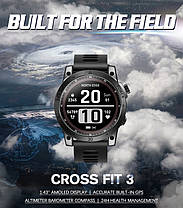 Чоловічий розумний смарт-годинник North Edge CrossFit GPS Black з компасом, фото 5