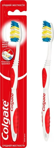 Зубна щітка Colgate Classic середньої жорсткості Червона, фото 1