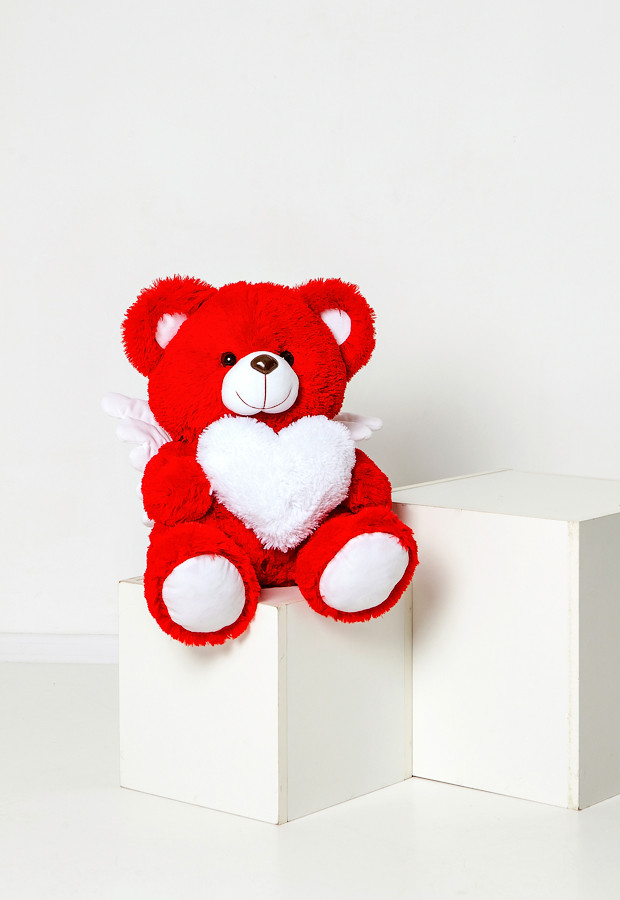 Мягкая игрушка медведь Ангелочек 150см Красивый плюшевый мишка красный с сердечком Лучший подарок для девушки - фото 5 - id-p1753288953