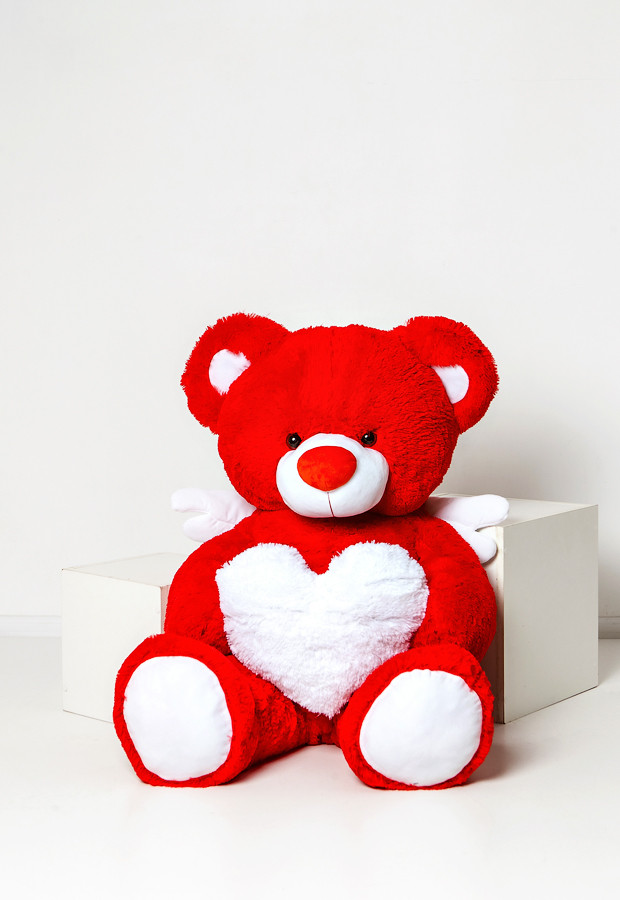 Мягкая игрушка медведь Ангелочек 150см Красивый плюшевый мишка красный с сердечком Лучший подарок для девушки - фото 6 - id-p1753288953
