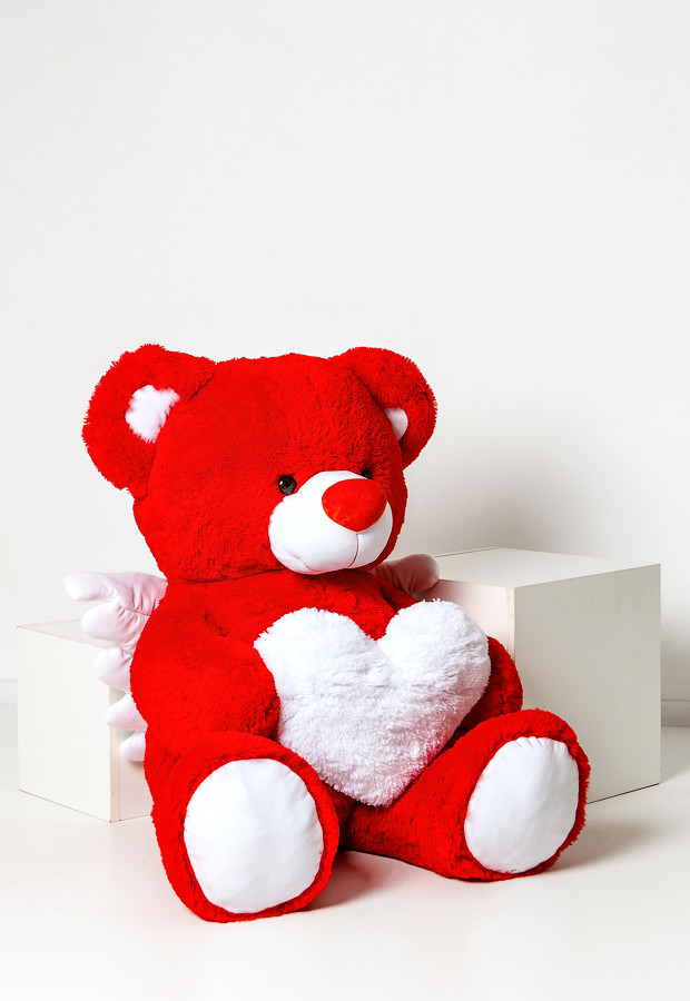 Мягкая игрушка медведь Ангелочек 150см Красивый плюшевый мишка красный с сердечком Лучший подарок для девушки - фото 9 - id-p1753288953