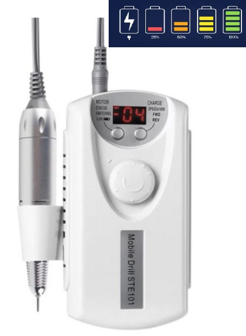 Фрезер машинка для манікюру Mobile Drill EN-101 30000б/хв 20W фрейзер на акумуляторі для нігтів 5 годин