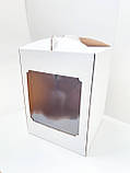 Коробка для торта біла з мікрогофри з квадратним вікном, 300*300*400, фото 2