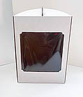 Коробка для торта біла з мікрогофри з квадратним вікном, 300*300*400