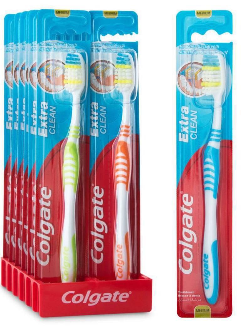 Зубна щітка Colgate extra clean середньої жорсткості Кольорова, фото 1