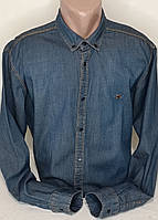 Джинсовая мужская синяя рубашка Red Lain vd-0018 Турция, мужские джинсовые рубашки на кнопках XL