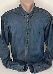 Джинсова чоловіча синя сорочка Red Lain vd-0018 Туреччина, чоловічі джинсові сорочки на кнопках XL