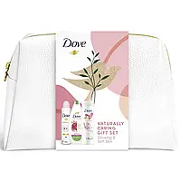 Подарунковий набір Dove Naturally Glowing: косметичка, лосьйон для тіла, 250 мл+спрей-антиперспірант, 150 мл+гель