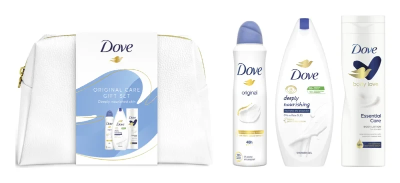 Подарунковий набір для тіла Dove Original Care Gift Set з косметичкою, фото 1