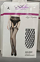 Жіночі колготи-сітка (імітація панчіх) з поясом, чорні універсальні