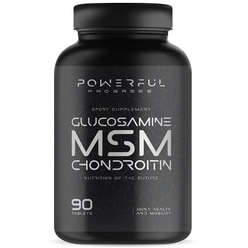Для суглобів і зв'язок Powerful Progress Glucosamine MSM Chondroitin (90 таблеток.), фото 1