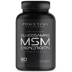 Для суглобів і зв'язок Powerful Progress Glucosamine MSM Chondroitin (90 таблеток.)