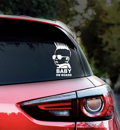 Наклейка на авто Baby on board ірокез 10*18см + монтажна плівка, фото 2