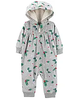 Теплий флісовий чоловічок комбінезон із капюшоном для дівчинки, 18 міс!