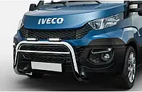 Передняя защита кенгурятник високий без гриля с лого для Iveco Daily 2015+ нерж. сталь, 60 мм диаметр