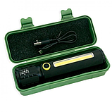 Світлодіодний ліхтар із боковим COB світильником USB зарядка ручний ліхтарик акумуляторний X-BALOG BL-C62, фото 4
