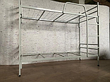 Двоярусне ліжко 700х1900 мм металеве для казарм, фото 2