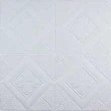 Потолочная 3D панель белая вышиванка ( HP-LK01-5 ) самоклеющаяся 3D панель