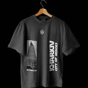 Футболка чоловіча, чорна KHARKIV city of heroes