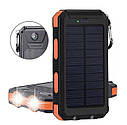 Повер банк Вологозахисний IP68 Power Bank сонячна батарея акумулятор універсальний 20000 mAh Чорно Жовтогарячий, фото 2