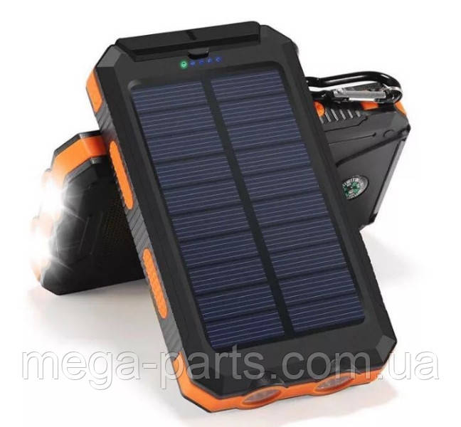 Повер банк Вологозахисний IP68 Power Bank сонячна батарея акумулятор універсальний 20000 mAh Чорно Жовтогарячий