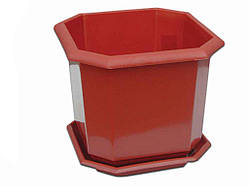 Горщик для квітів 180х180мм з підст. восьмигр. терак. ТМ КОНСЕНСУС