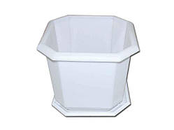 Горщик для квітів 230*230мм з підст. восьмигр білий. ТМ КОНСЕНСУС