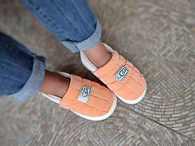 UGG ОРАНЖОВІ уги-дутики стьобані короткі мокасини сліпони теплі жіночі зима, фото 3
