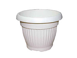 Горщик для квітів 2л 190мм круглий з підст. біл. ТМ КОНСЕНСУС